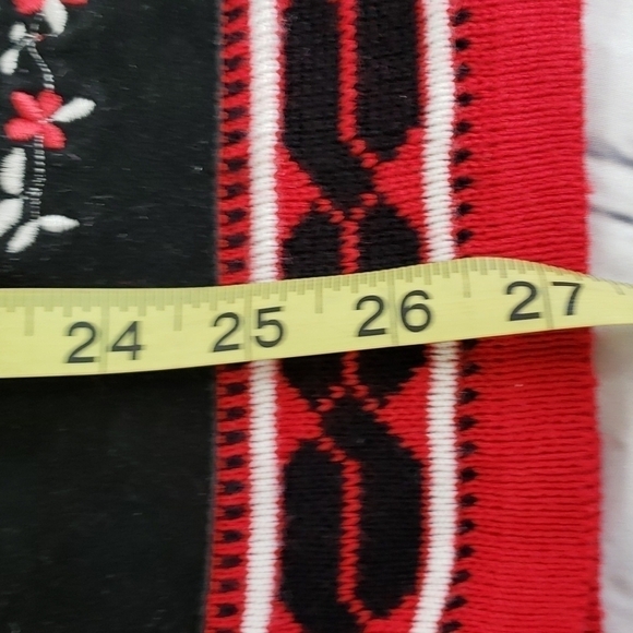 ELITEX New Zealand Fine Wool Blend Cardigan Red & Black with Suede Accents EUC - Picture 12 of 14